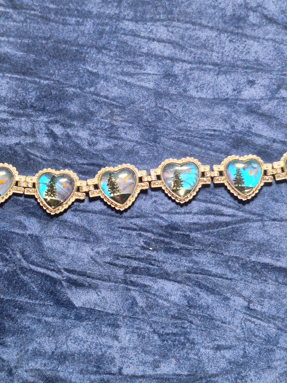 Vintage Blue Morpho Butterfly Wing Bracelet